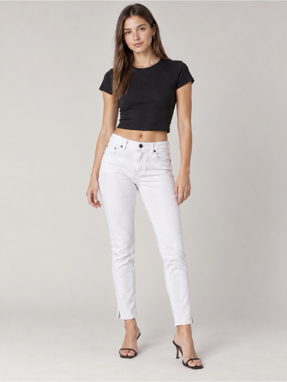 Y2K 90s Paige Woman White Straight Slim Kylie Crop Jeans US27 Contemporary